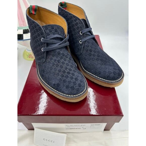 Men\'s Gucci MOREAU GG suede ankle boots size 8 fits 8.5 US made in Italy main image 4